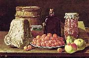 Luis Egidio Melendez Still Life with Fruit and Cheese oil